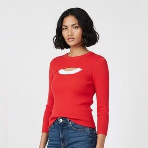 NWT Carmen Peach Ribbed Long-Sleeve Sweater